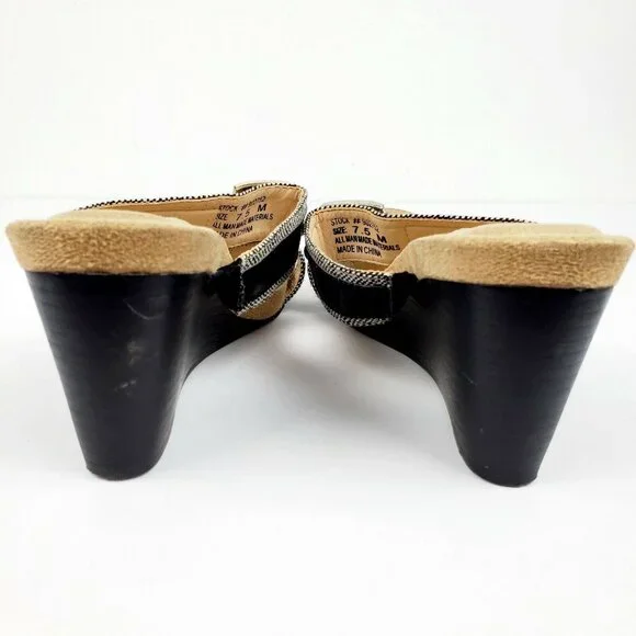 AJ Valenci Women's Black Buckle Wedge Sandals #902752 Sz 7.5M EUC - Picture 8 of 10